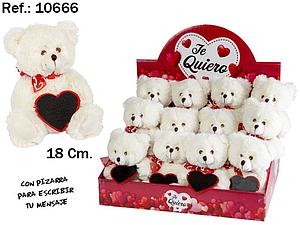 EXPOSITOR 12 PCS OSOS PIZARRA CORAZON 18CM